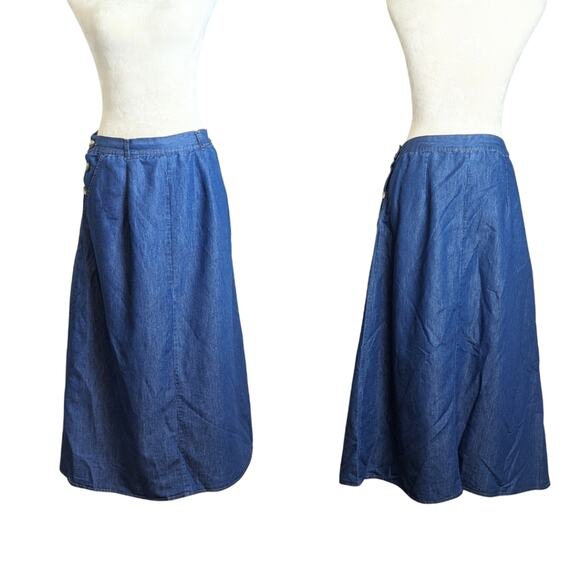 Maxi Cottagecore Prairie Dark Denim High Waisted Skirt Women's Large - Picture 1 of 8
